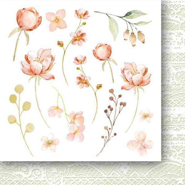 Sada oboustranně potištěných papírů PAPER HEAVEN 6x6" - First Kiss_Flowers - sada 24 listů