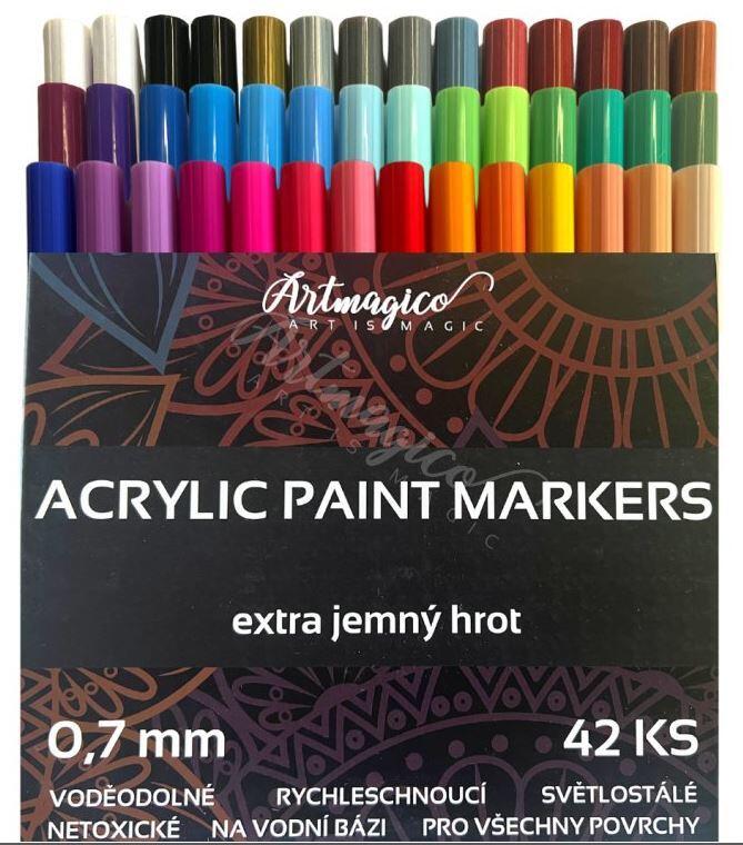 Akrylové popisovače s extra jemným hrotem Artmagico - sada 42 ks