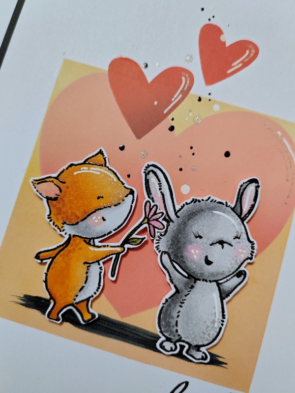 Přání ruční výroba - Zajíc a liška Valentin