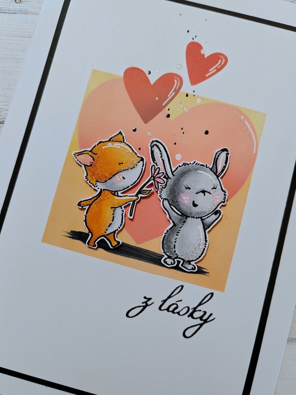 Přání ruční výroba - Zajíc a liška Valentin