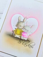 Přání ruční výroba - Zajíčci Valentin - 1 ks