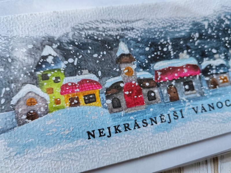 Přání ruční výroba - Městečko - Nejkrásnější Vánoce