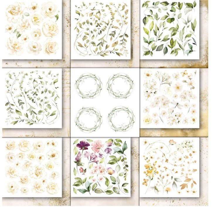 Sada oboustranně potištěných papírů PAPER HEAVEN 6x6" - Like a Breath_Flowers - sada 24 listů