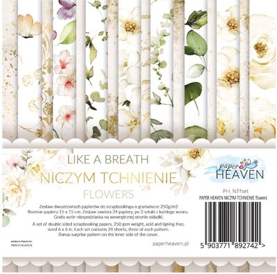 Sada oboustranně potištěných papírů PAPER HEAVEN 6x6" - Like a Breath_Flowers - sada 24 listů