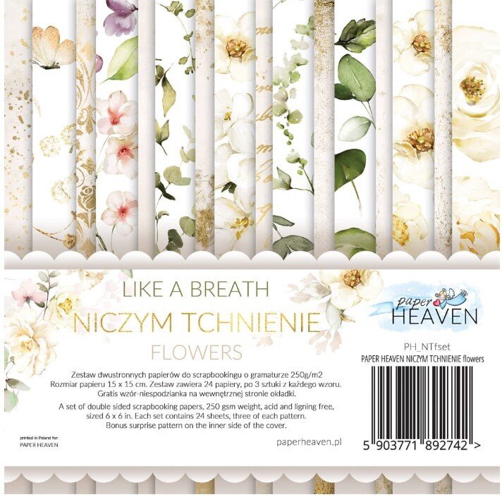 Sada oboustranně potištěných papírů PAPER HEAVEN 6x6" - Like a Breath_Flowers - sada 24 listů