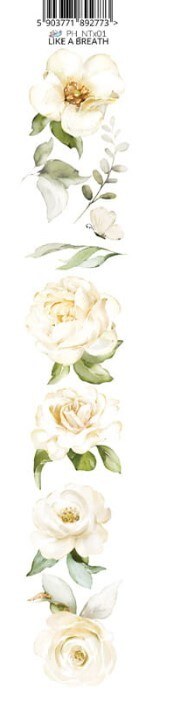 Oboustranně potištěný pás s bílými růžemi PAPER HEAVEN  - Like a Breath - 1 ks