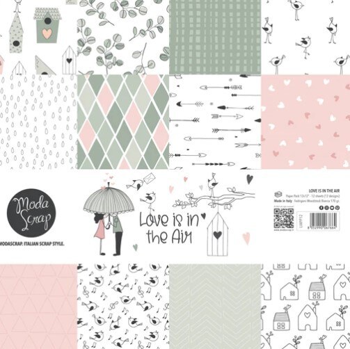 Sada papírů MODA SCRAP 12x12" - Love is in the Air - sada 12 listů