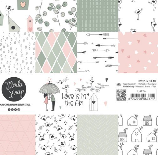 Sada papírů MODA SCRAP 6x6" - Love is in the Air - sada 12 listů