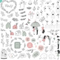 Papírové výseky MODA SCRAP - Love is in the Air - sada 77 ks