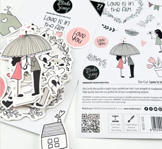 Papírové výseky MODA SCRAP - Love is in the Air - sada 77 ks