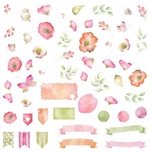 Papírové výseky MODA SCRAP - Let your soul bloom - sada 55 ks