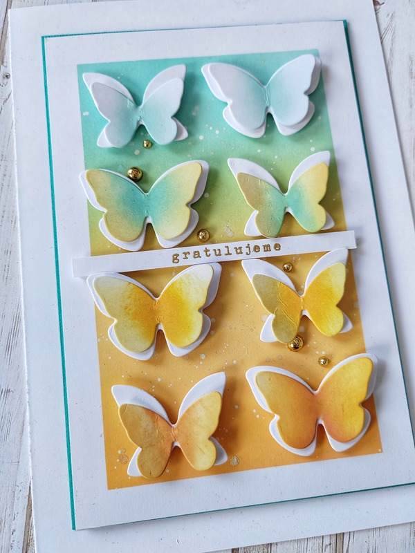 Přání ruční výroba - Motýlci - 1 ks