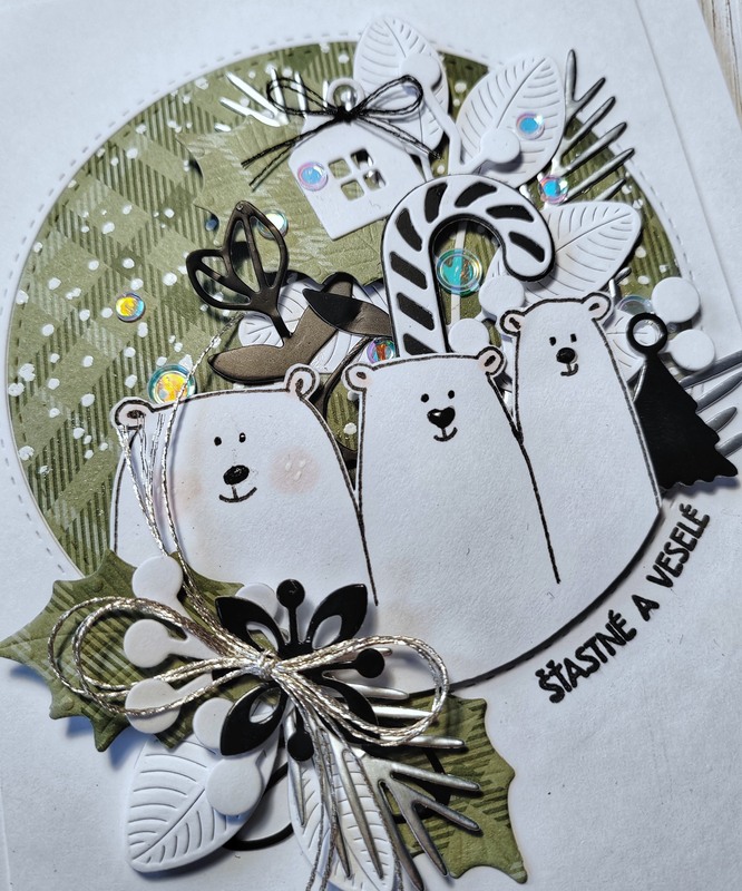 Přání ruční výroba - Medvědi Veselé Vánoce