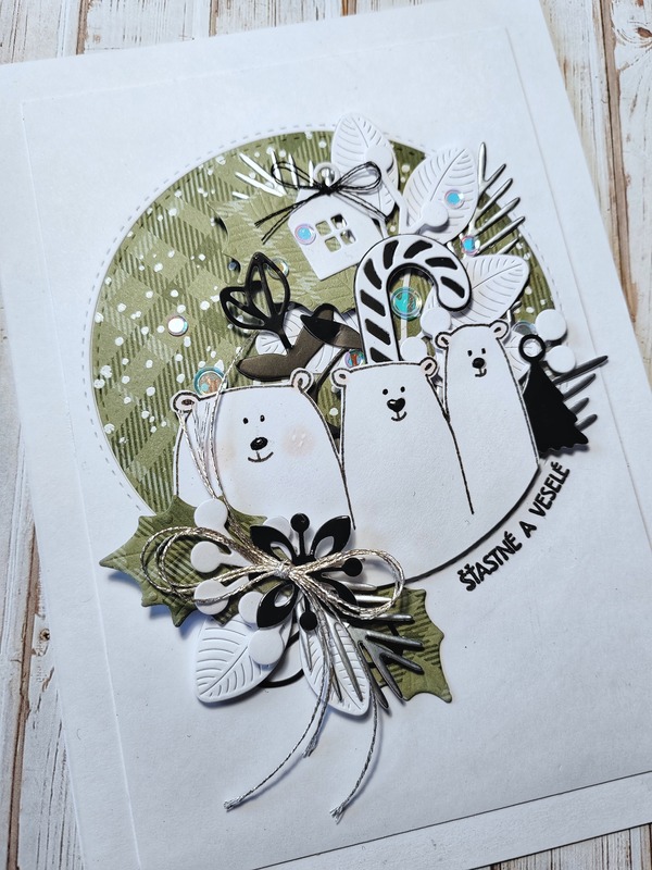 Přání ruční výroba - Medvědi Veselé Vánoce