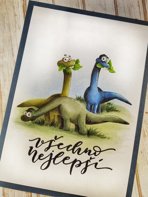 Přání ruční výroba - Dinosauři - 1 ks
