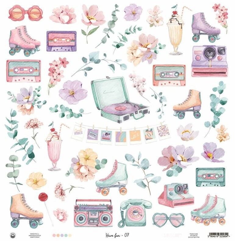 Sada scrapbookových oboustranně potištěných papírů P13 12x12" - Have Fun - sada 12 listů