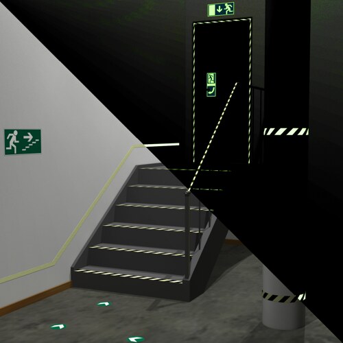 Fotoluminiscenční kolečko protiskluzové s šipkou