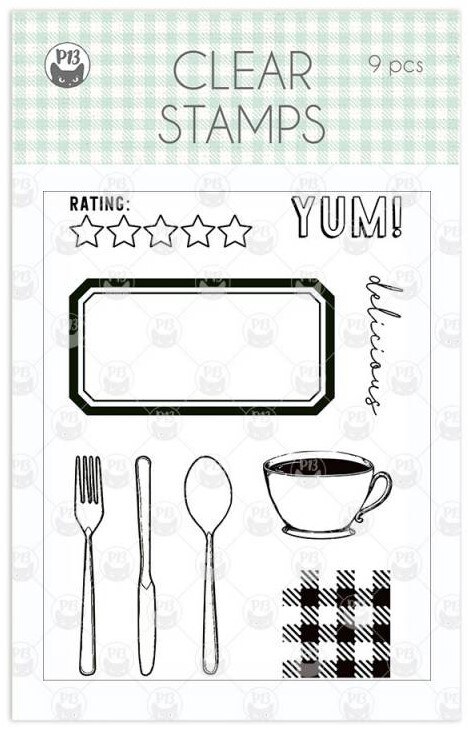 Sada silikonových razítek P13 - Around the Table - sada 9 ks