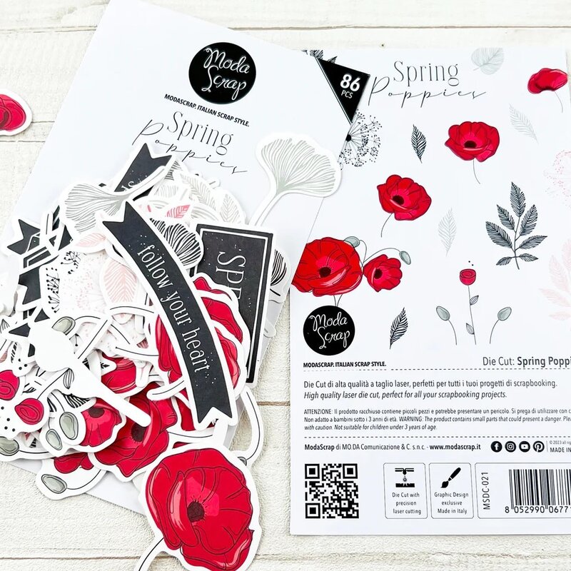 Papírové výseky MODA SCRAP - Spring Poppies - sada 86 ks