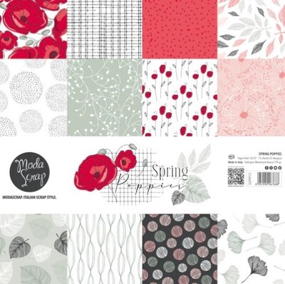 Sada papírů MODA SCRAP 6x6" - Spring Poppies - sada 12 listů