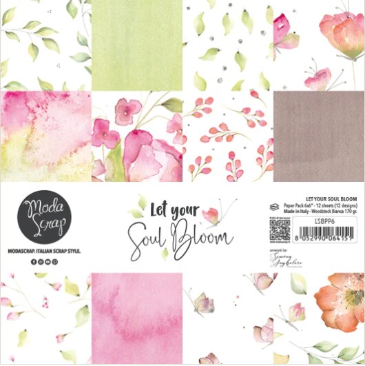 Sada papírů MODA SCRAP 6x6" - Let your soul bloom - sada 12 listů