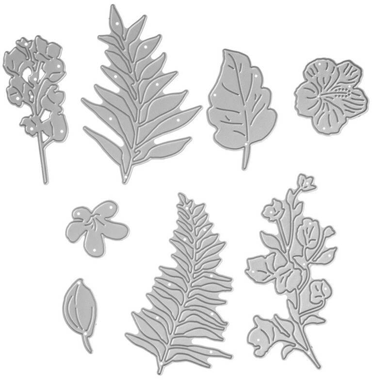 Vyřezávací šablony dpCraft - rostliny mix velký - sada 8 ks