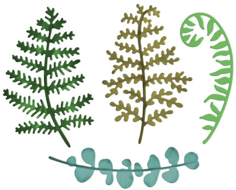 Vyřezávací šablony dpCraft - kapradí - sada 4 ks