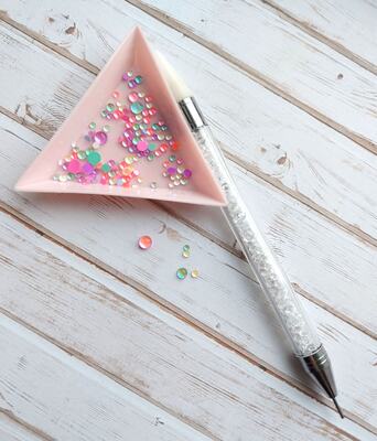 Trojúhelníková mistička - růžová - sada 2 ks