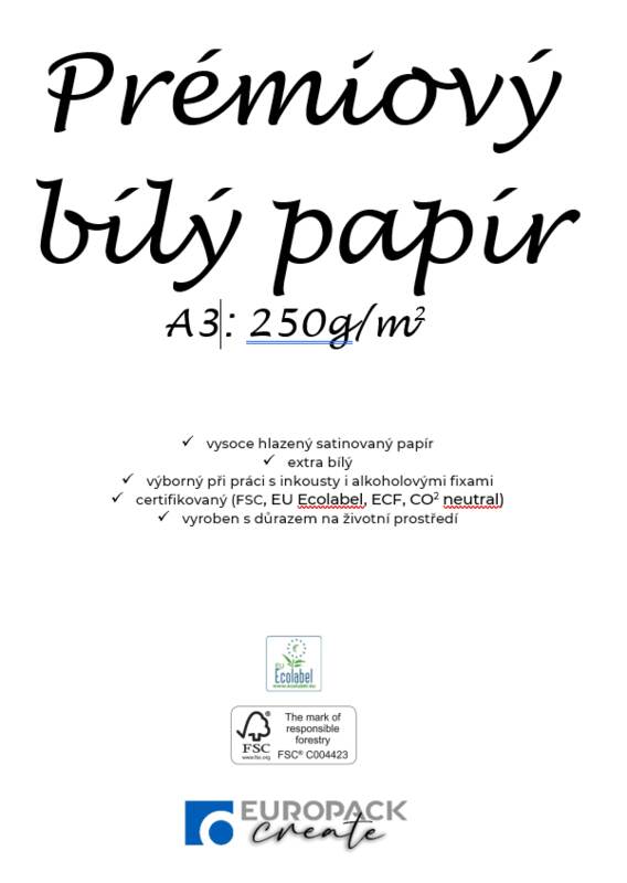 Prémiový bílý papír A3 - 300 g - 1 ks