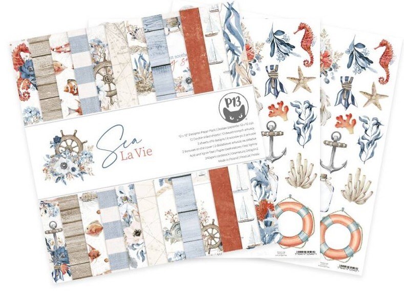 Sada scrapbookových oboustranně potištěných papírů P13 12x12" - Sea La Vie - sada 12 listů