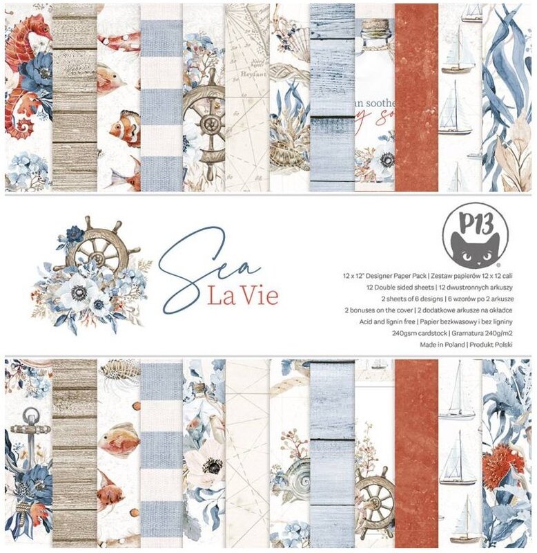 Sada scrapbookových oboustranně potištěných papírů P13 12x12" - Sea La Vie - sada 12 listů