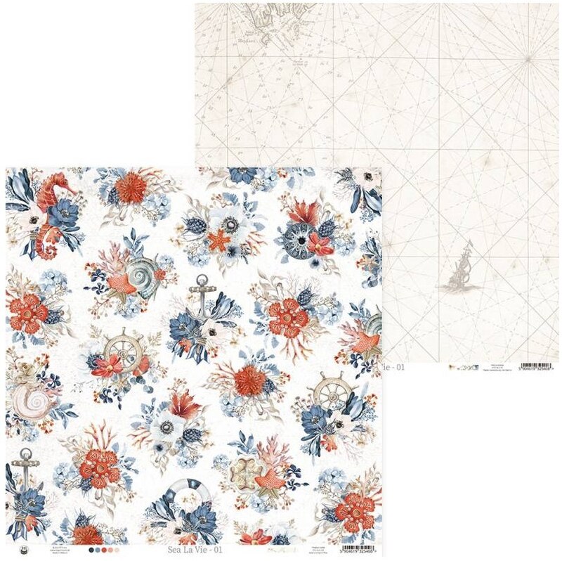 Sada scrapbookových oboustranně potištěných papírů P13 12x12" - Sea La Vie - sada 12 listů