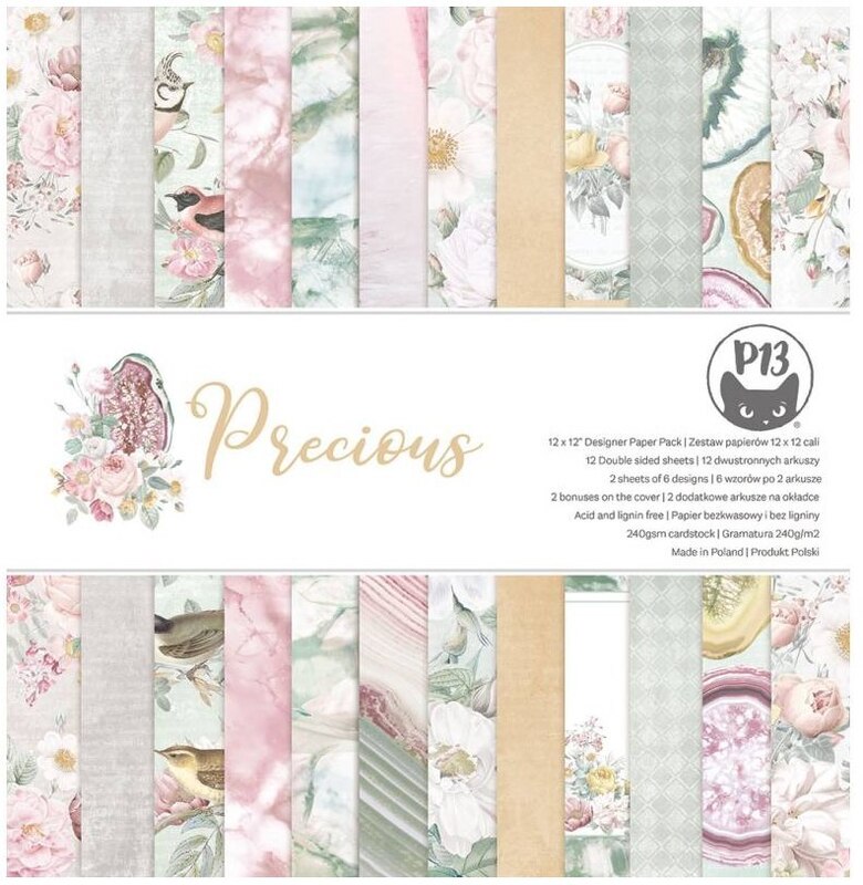 Sada scrapbookových oboustranně potištěných papírů P13 12x12" - Precious - sada 12 listů