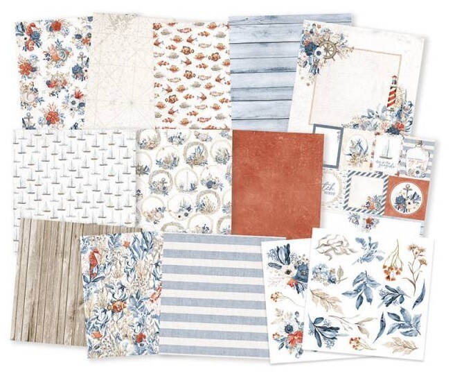 Sada scrapbookových oboustranně potištěných papírů P13 6x6" - Sea La Vie - sada 24 listů