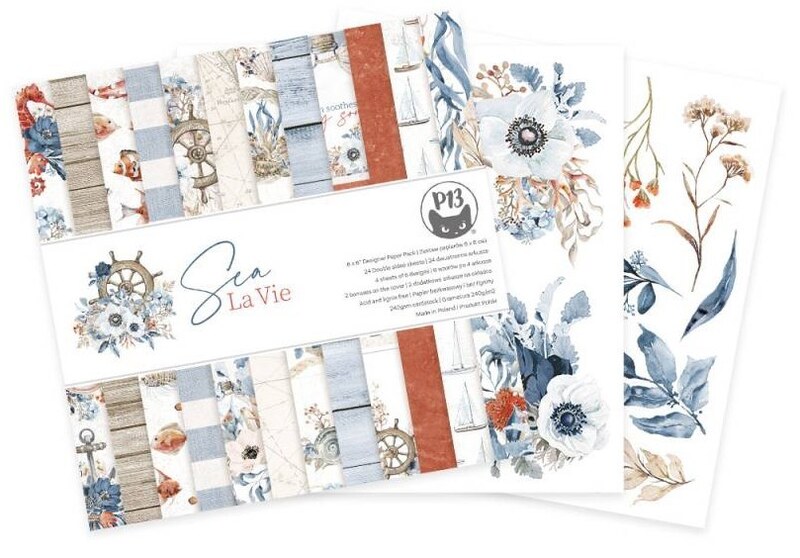 Sada scrapbookových oboustranně potištěných papírů P13 6x6" - Sea La Vie - sada 24 listů