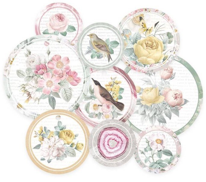 Dekorativní visačky kulaté P13 - Precious - sada 9 ks