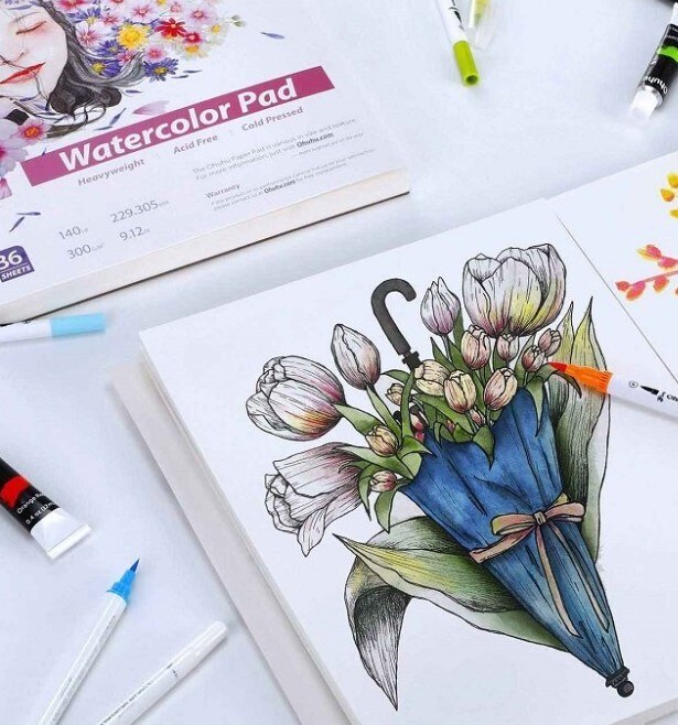 Akvarelový blok OHUHU A4, 300g - 36 listů