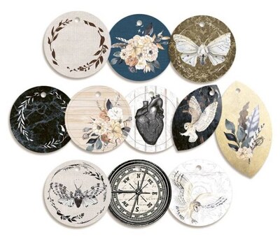 Dekorativní visačky kulaté P13 - Soul Mate - sada 11 ks