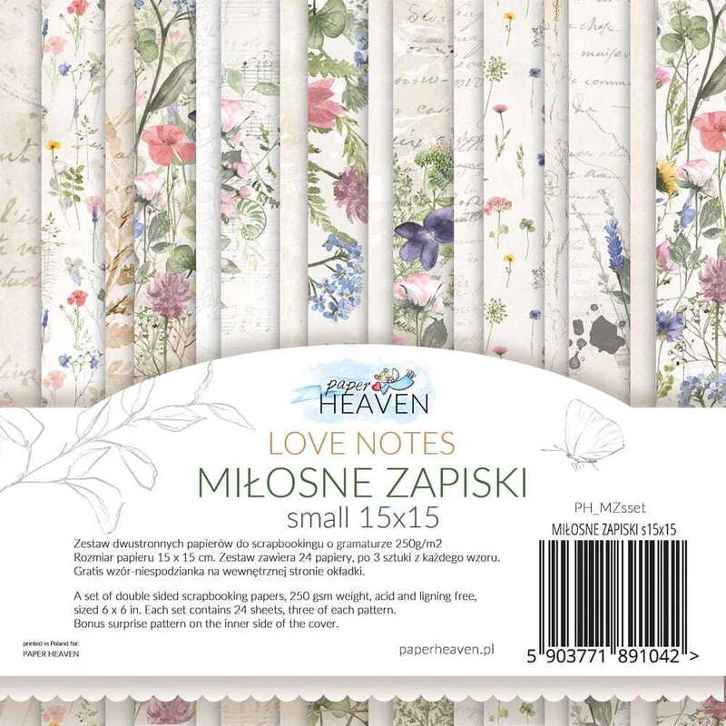 Potištěný papír s černobílými věnečky 6x6" PAPER HEAVEN - Love Notes - 1 ks