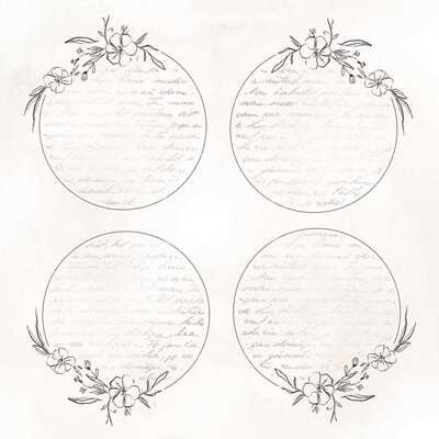 Potištěný papír s černobílými věnečky 6x6" PAPER HEAVEN - Love Notes - 1 ks