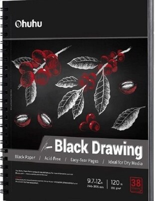 Kreslicí blok OHUHU černý A4 - 200g - 38 listů