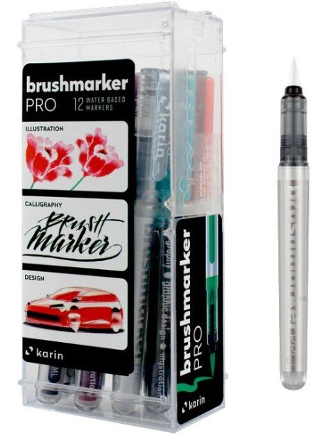 Akvarelové fixy KARIN Brushmarker PRO - sada 12 ks