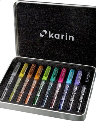 Akvarelové metalické fixy KARIN Brushmarker PRO - sada 10 ks