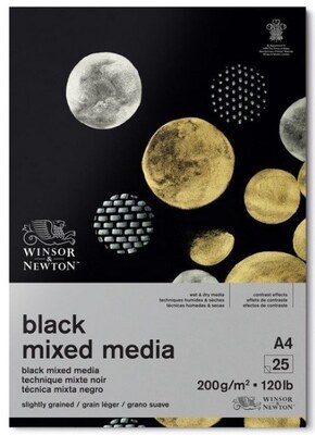 Blok WINSOR & NEWTON černý mixed media A4 - 200g - 25 listů