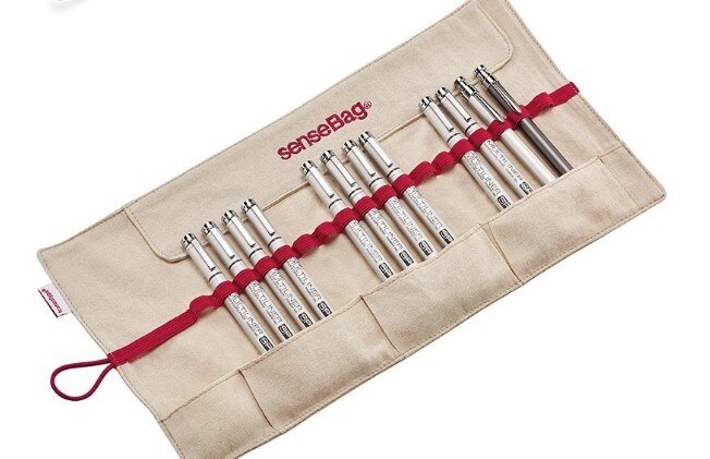 Rolovací pouzdro senseBag na 18 ks fixů/popisovačů - béžové