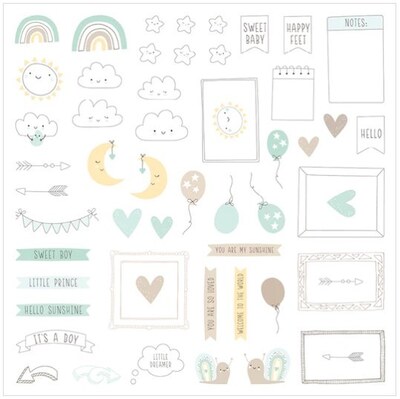 Papírové výseky MODA SCRAP - New Baby Boy - sada 55 ks