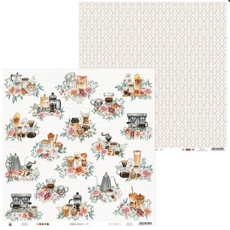 Sada scrapbookových oboustranně potištěných papírů P13 12x12" - Coffee Break - sada 12 listů