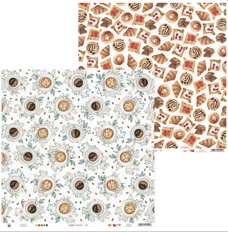 Sada scrapbookových oboustranně potištěných papírů P13 12x12" - Coffee Break - sada 12 listů