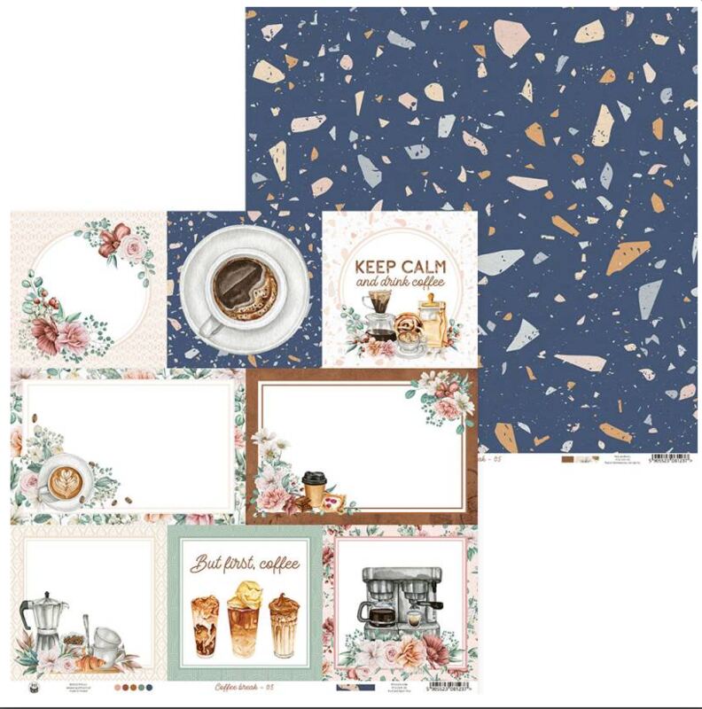 Sada scrapbookových oboustranně potištěných papírů P13 12x12" - Coffee Break - sada 12 listů