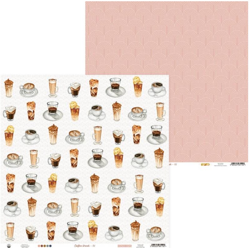 Sada scrapbookových oboustranně potištěných papírů P13 12x12" - Coffee Break - sada 12 listů